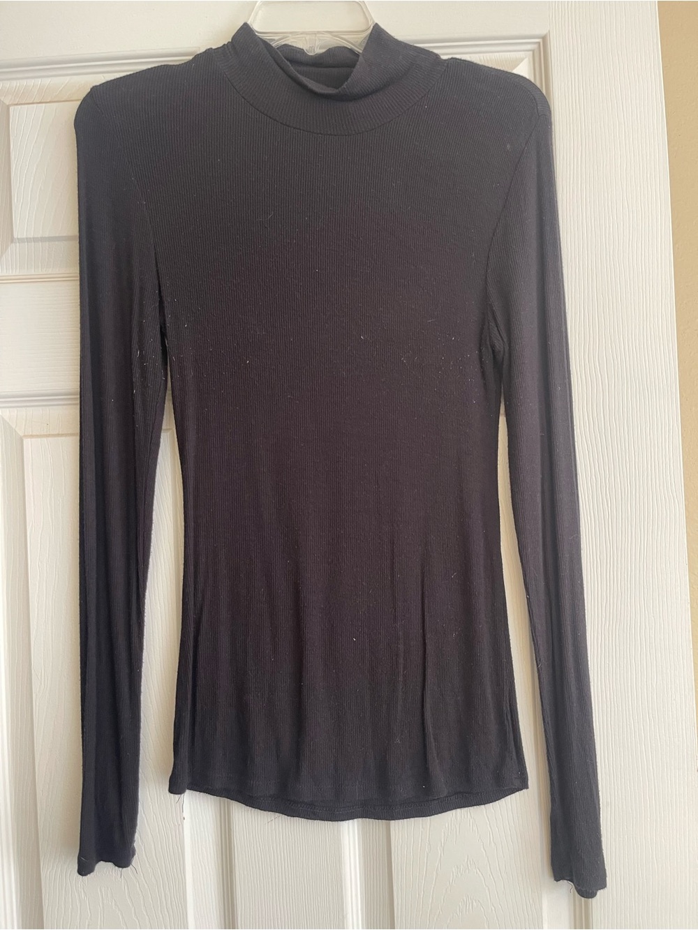 BCBGMaxAzria Black Long-Sleeve Mock Neck Tee